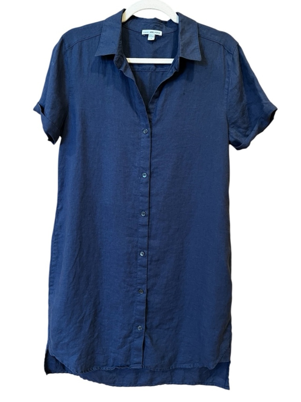 James Perse Linen Shirt Dress Blue Size 3 or Medium Coastal Beach Travel Casual